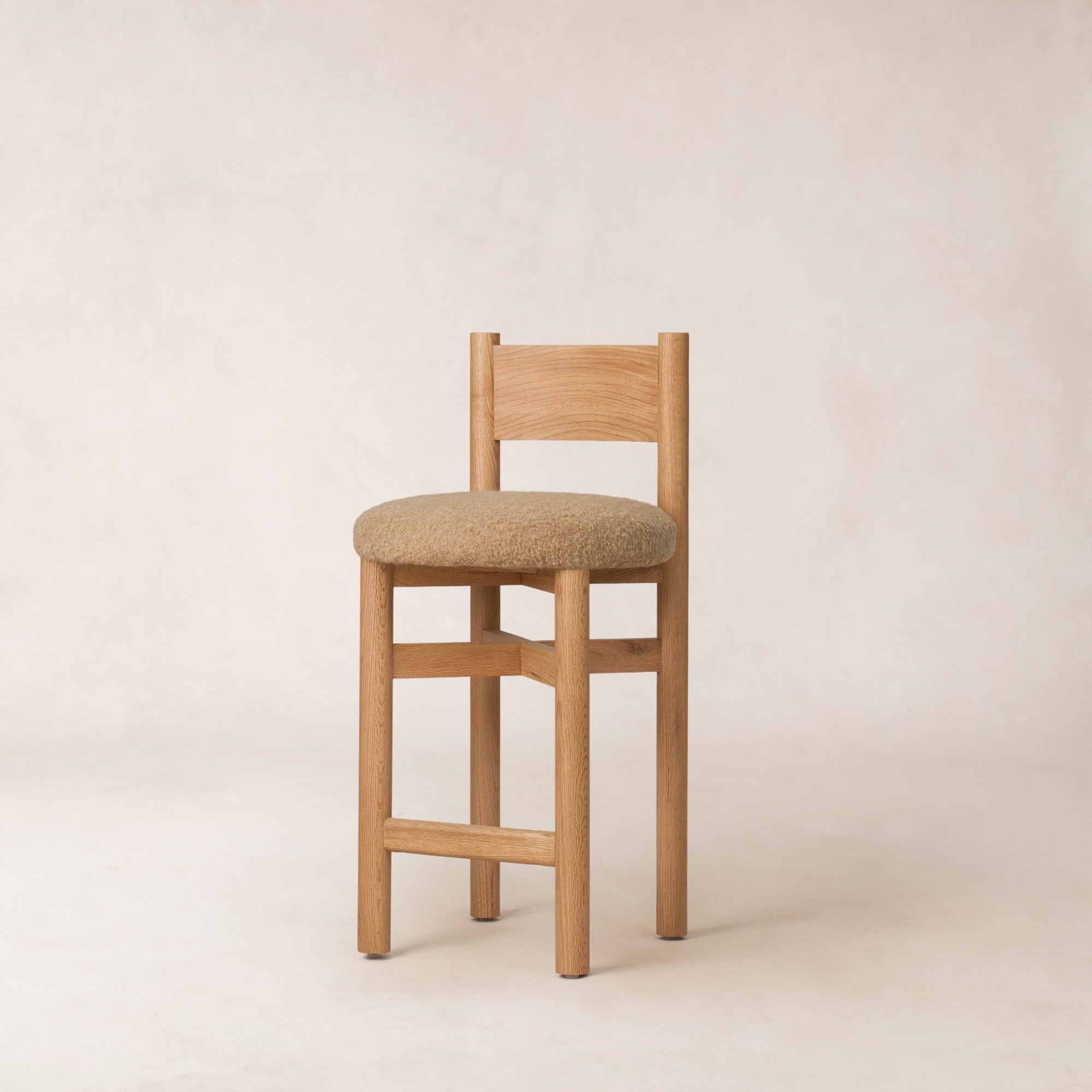 Tabouret de bar - Boucle camel et chêne blanc