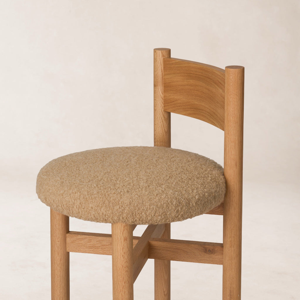 Tabouret de bar - Boucle camel et chêne blanc