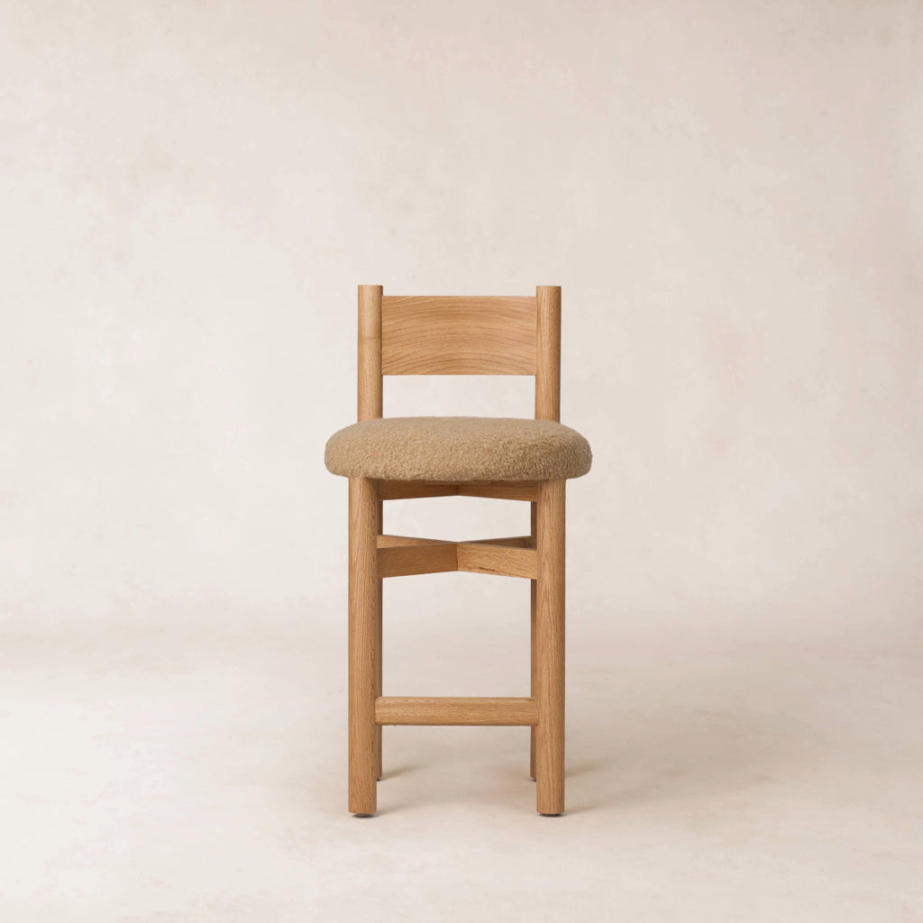 Tabouret de bar - Boucle camel et chêne blanc