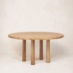 Table à manger ronde - Finition chêne chaud