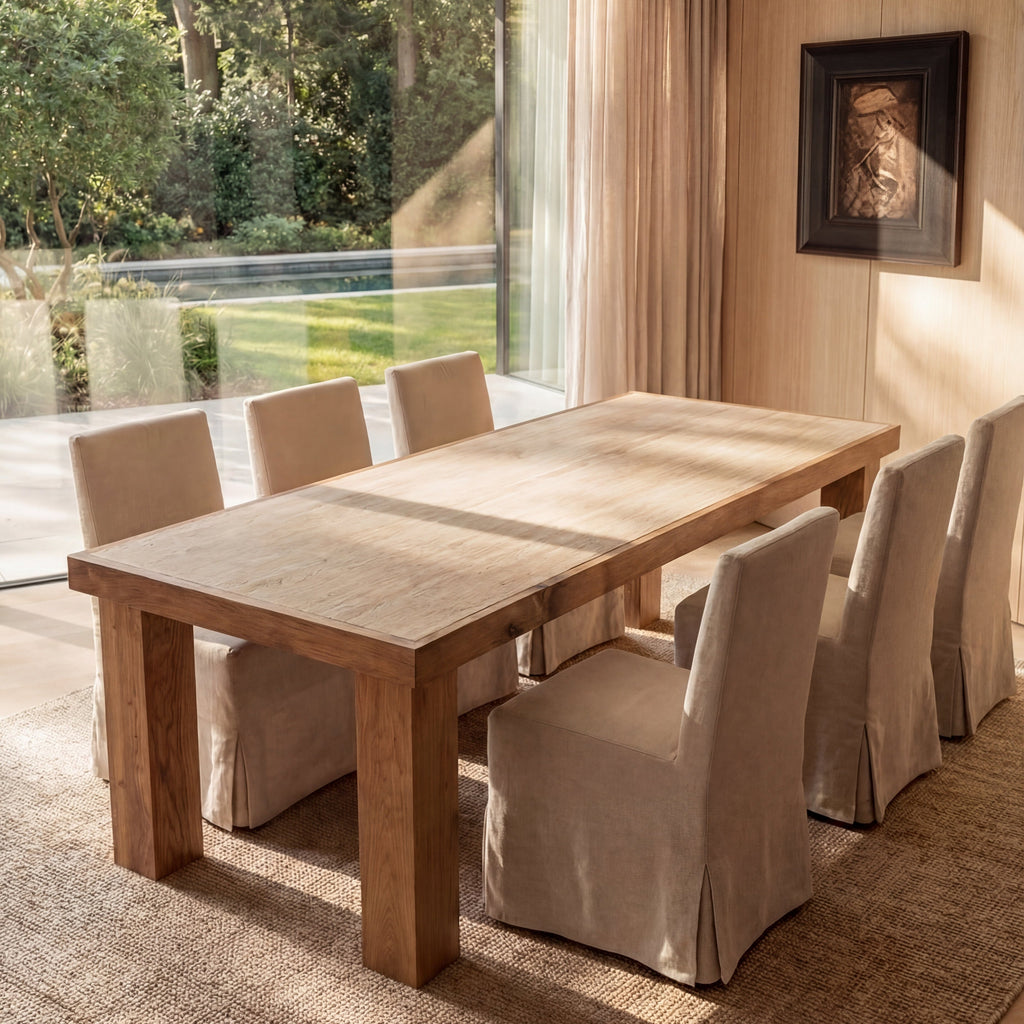 Table à manger d'extérieur - Cadre en fer blanc, plateau en verre