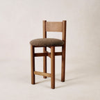 Tabouret de comptoir - Boucle Mohair Moka et Chêne Blanc