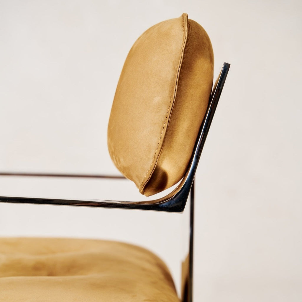 Fauteuil d'appoint - Nubuck italien couleur camel et structure chromée