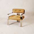 Fauteuil d'appoint - Nubuck italien couleur camel et structure chromée