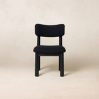 Chaise de salle à manger - Bouclette noire et pieds coniques en chêne blanc