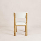 Chaise de salle à manger - Chêne clair bouclé et pieds coniques en chêne blanc