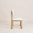 Chaise de salle à manger - Chêne clair bouclé et pieds coniques en chêne blanc