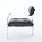 Fauteuil d'appoint - Cuir noir et piètement chromé