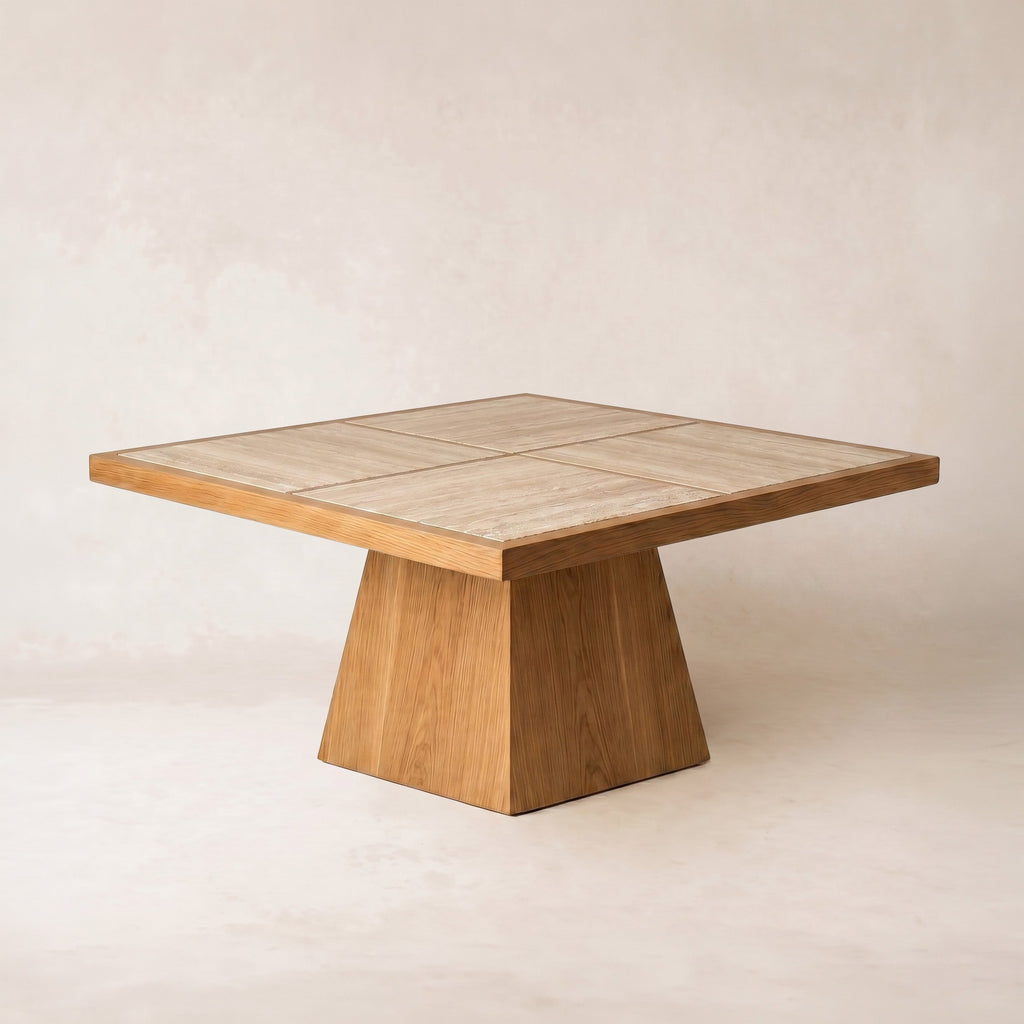 Table de salle à manger extensible en chêne massif - finition anthracite