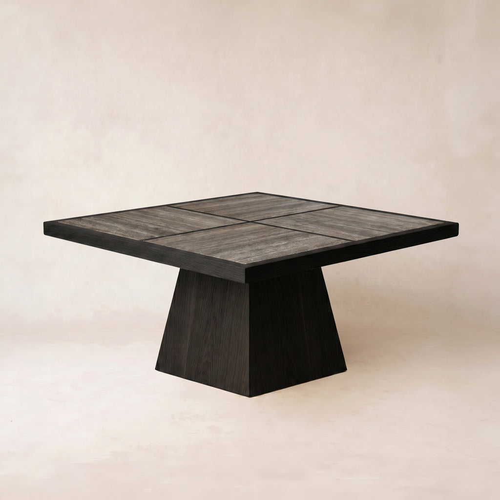 Table à manger extensible en chêne blanc massif - Fini Moka