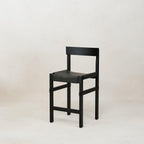 Tabouret de comptoir - Siège en cuir épais, cadre noir fait main