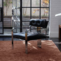 Fauteuil d'appoint - Cuir noir et piètement chromé