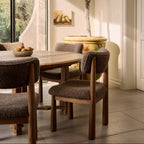 Chaise de salle à manger - Bouclette Mocha et pieds coniques en chêne blanc