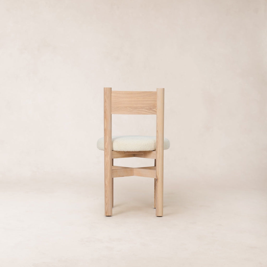 Chaise de salle à manger - Bouclé naturel et chêne blanc