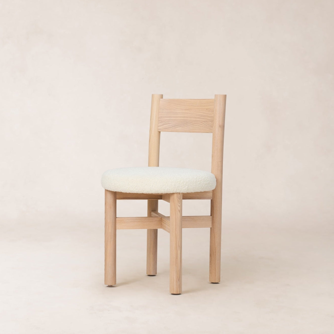 Chaise de salle à manger - Bouclé naturel et chêne blanc