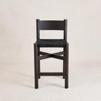Tabouret de comptoir - Assise en jute tressé, Chêne blanc noir huilé