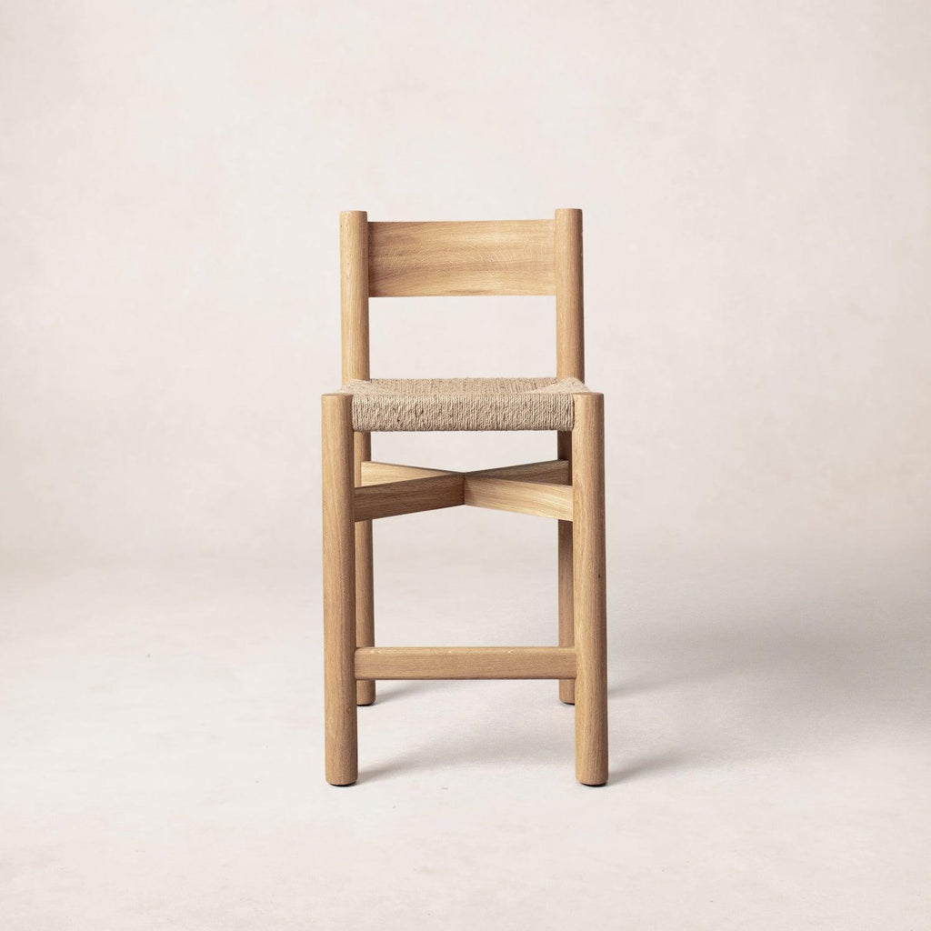 Tabouret de comptoir - Assise en jute tressé, chêne blanc chaud