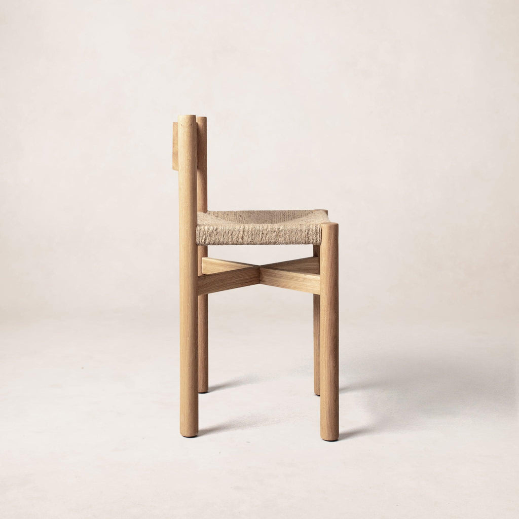 Tabouret de comptoir - Assise en jute tressé, chêne blanc chaud