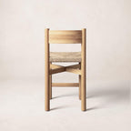 Tabouret de comptoir - Assise en jute tressé, chêne blanc chaud