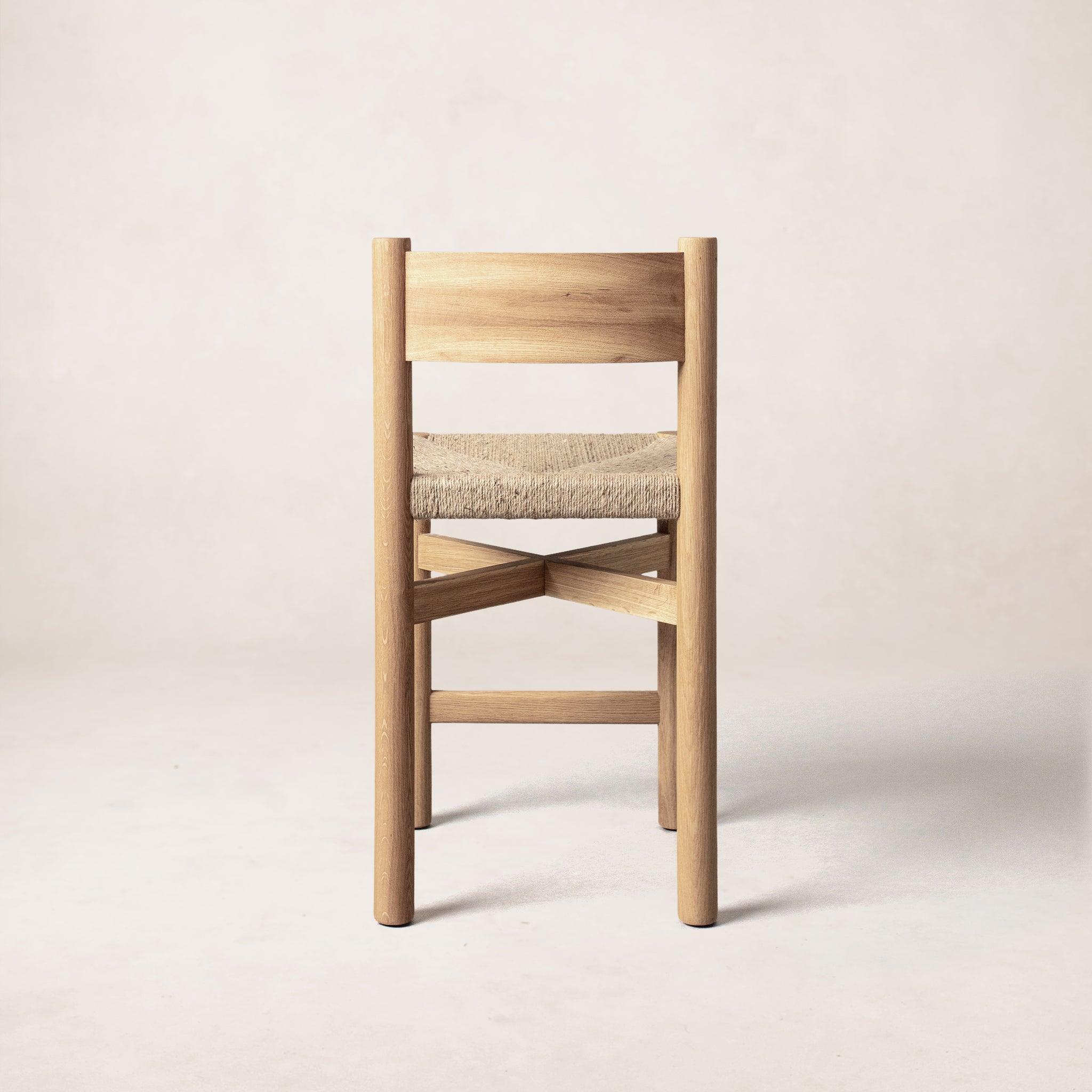 Tabouret de comptoir - Assise en jute tressé, chêne blanc chaud