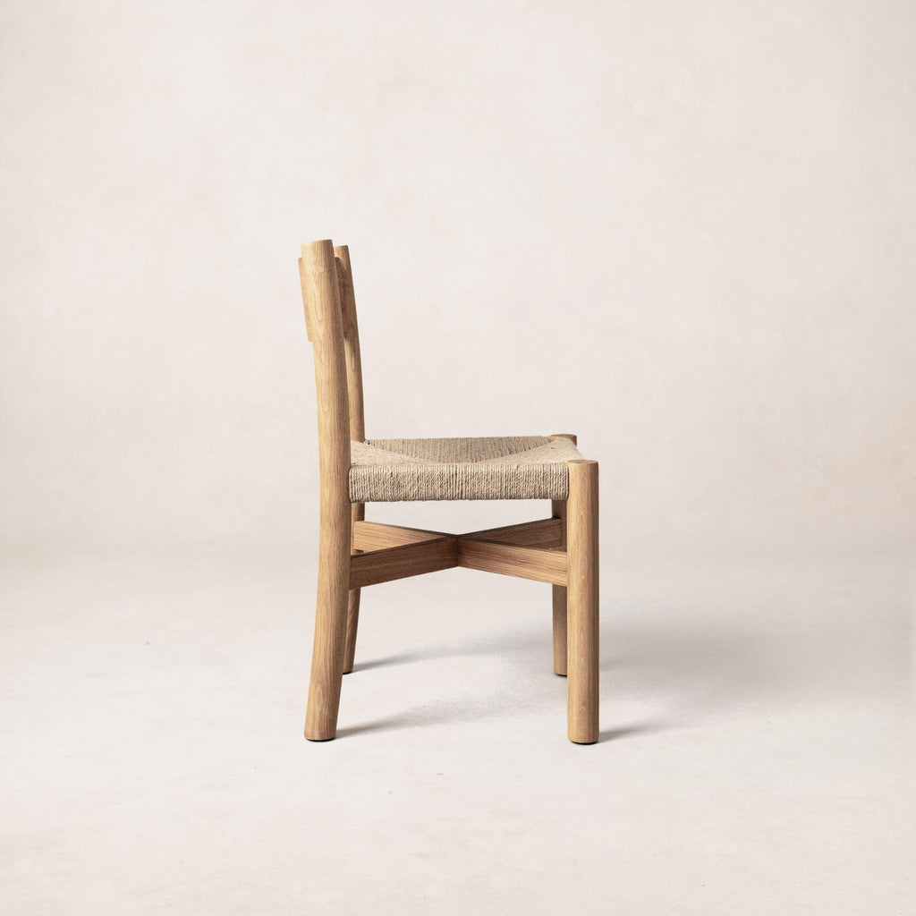 Chaise de salle à manger - Assise en jute tressée, Chêne blanc chaud