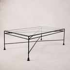Table basse rectangulaire en verre d'extérieur - Cadre en fer noir