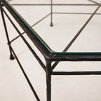 Table basse hexagonale en verre d'extérieur - Cadre en fer noir