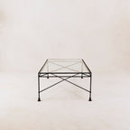 Table basse rectangulaire en verre d'extérieur - Cadre en fer noir