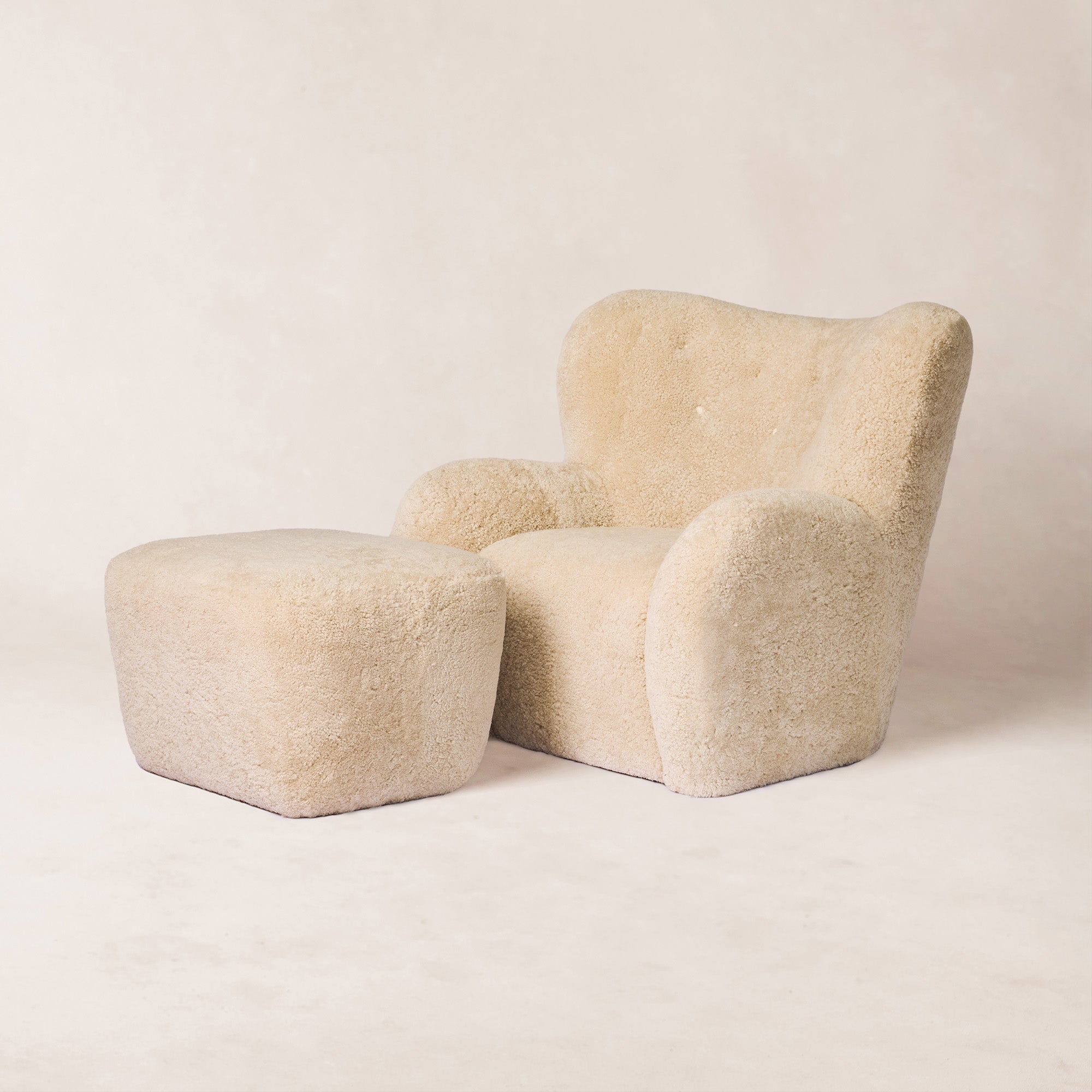 Fauteuil Lounge - Peau de mouton de Nouvelle-Zélande couleur os