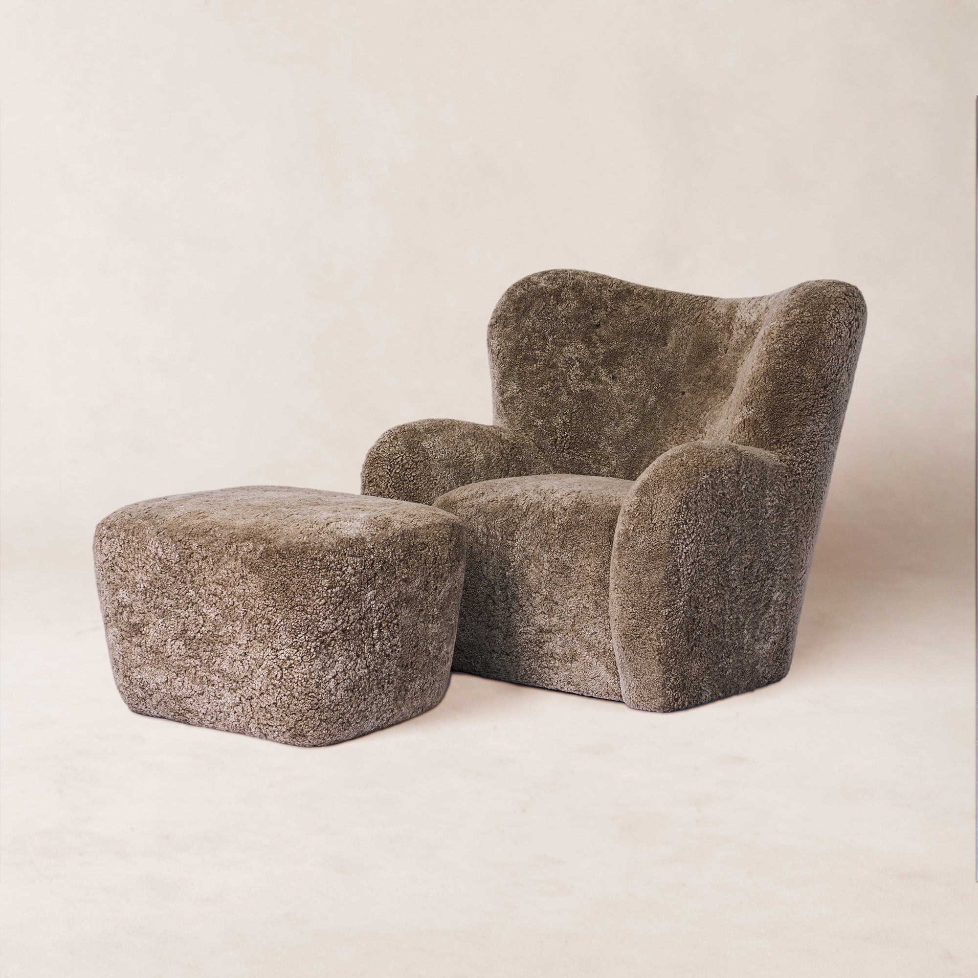 Fauteuil Lounge - Peau de mouton de Nouvelle-Zélande taupe