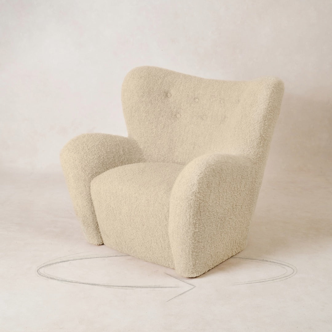 Chaise longue - Boucle mohair blanc