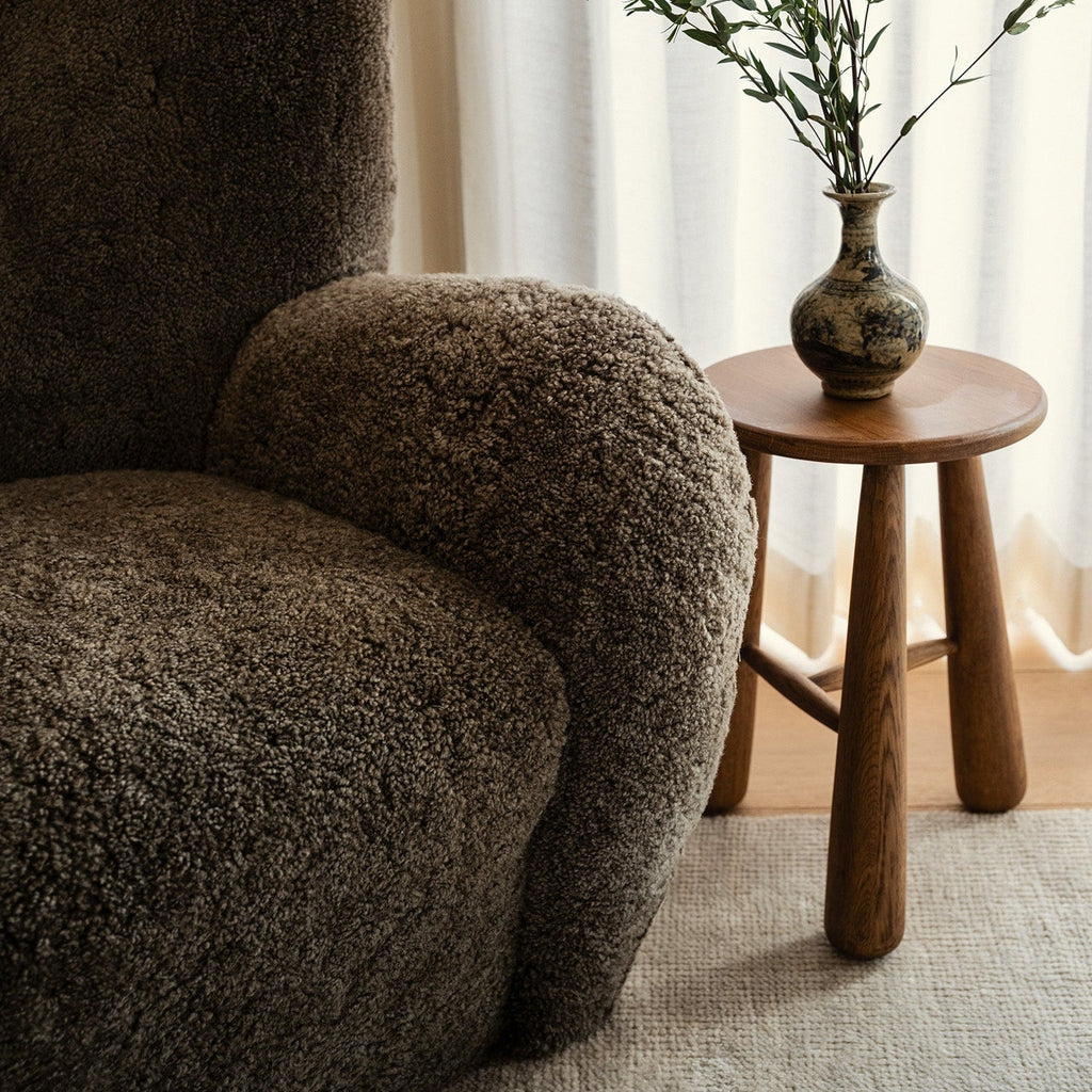 Fauteuil Lounge - Peau de mouton de Nouvelle-Zélande taupe