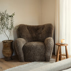 Fauteuil Lounge - Peau de mouton de Nouvelle-Zélande taupe