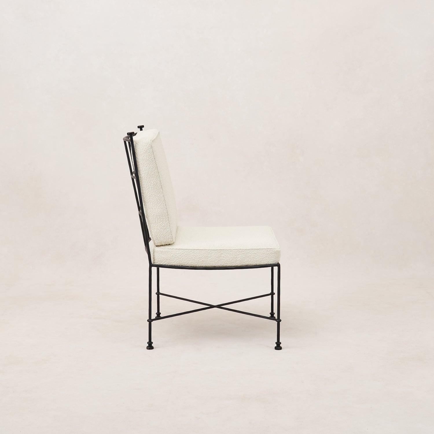 Chaise de salle à manger sans accoudoirs d'extérieur - Structure en fer noir