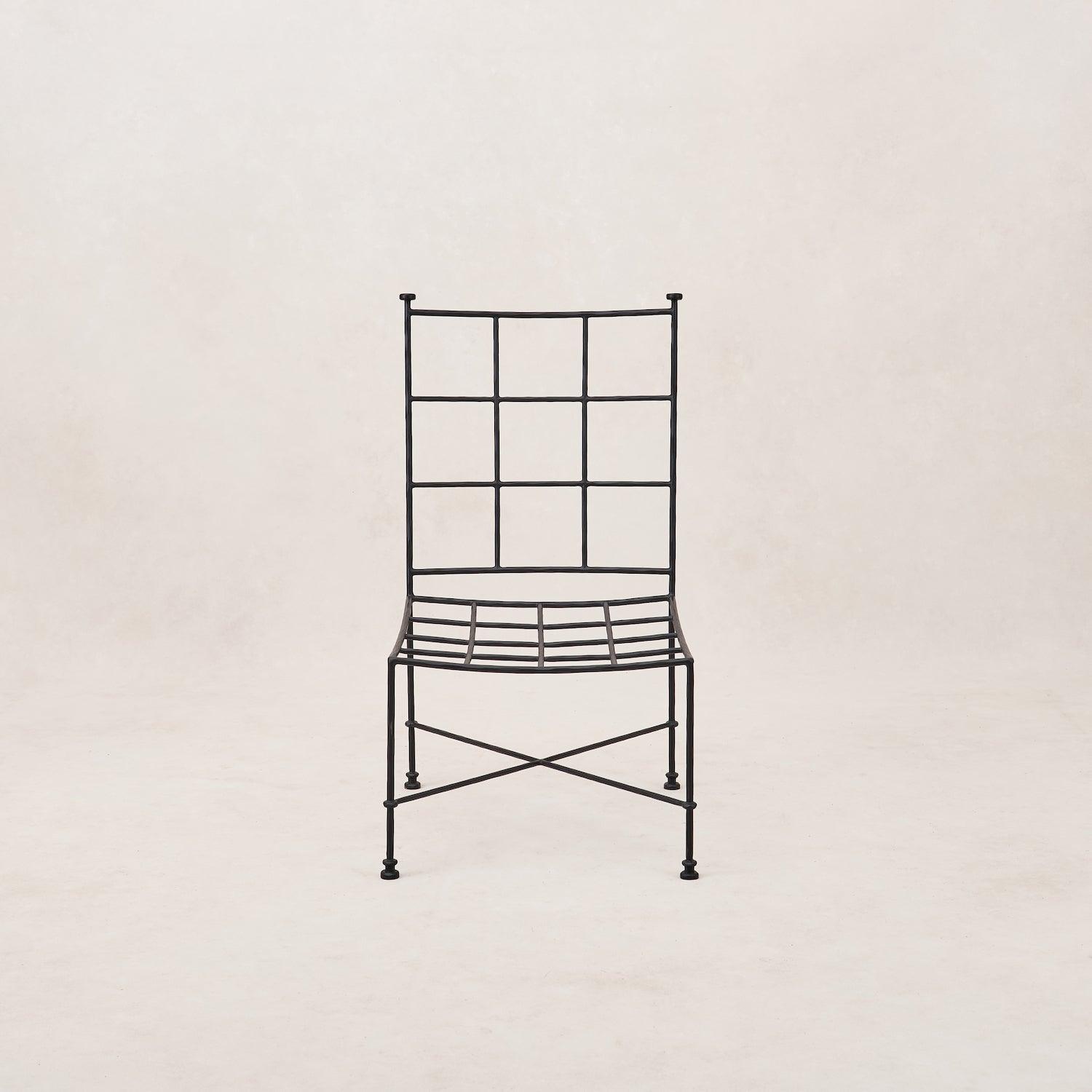 Chaise de salle à manger sans accoudoirs d'extérieur - Structure en fer noir