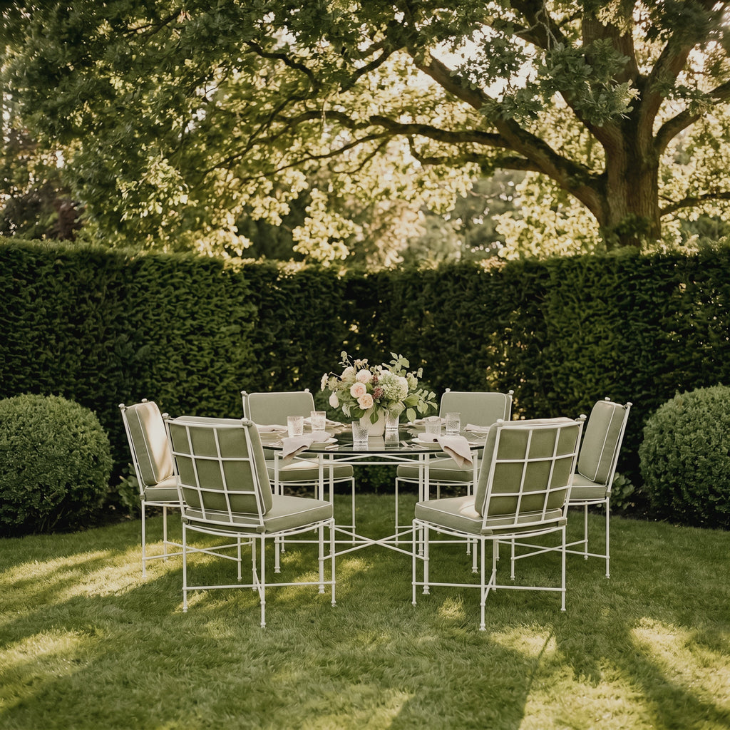 Chaise de salle à manger sans accoudoirs d'extérieur - Cadre en fer blanc