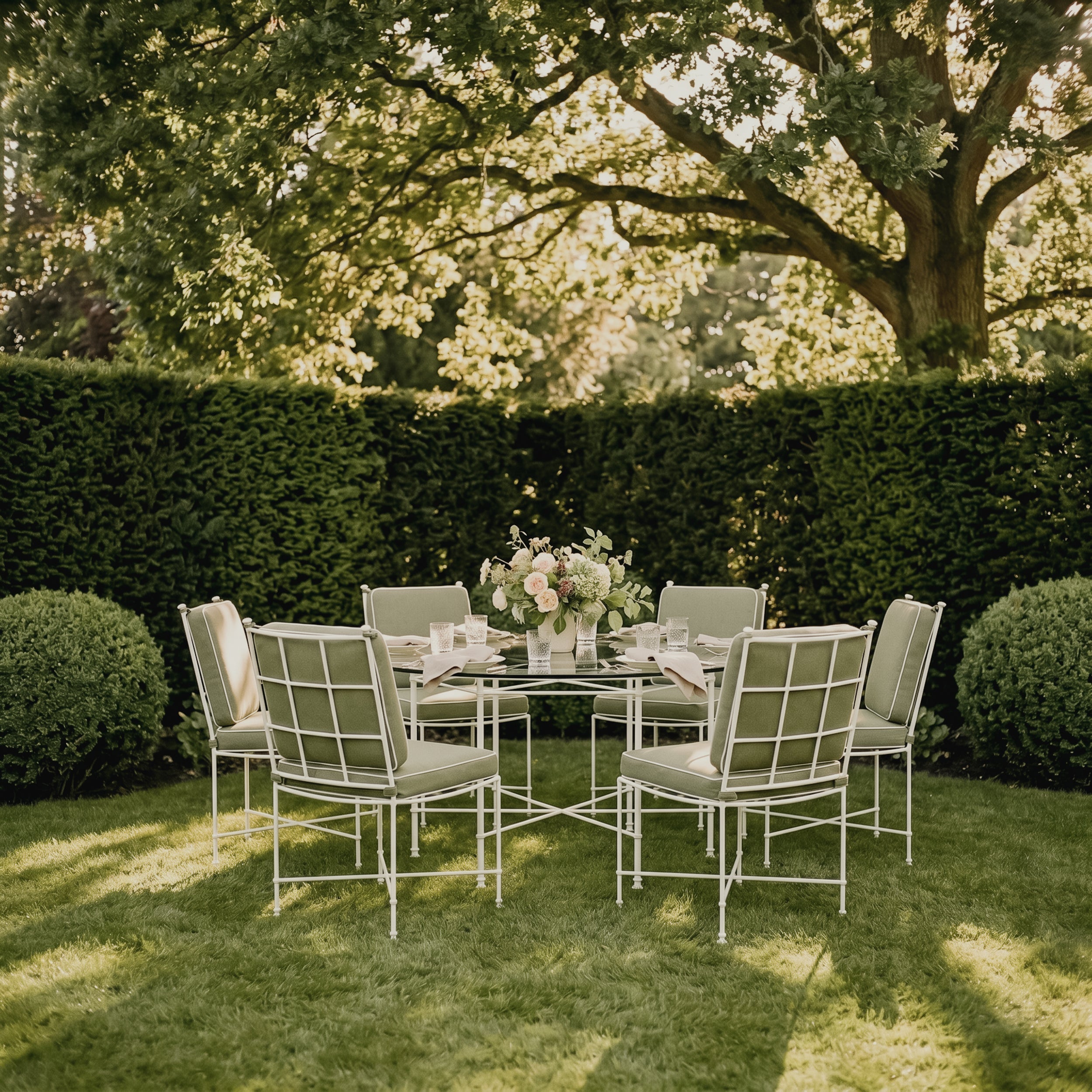 Chaise de salle à manger sans accoudoirs d'extérieur - Cadre en fer blanc
