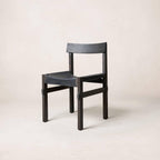 Chaise de salle à manger - Assise en cuir épais, piètement noir fait main