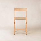 Tabouret de comptoir - Assise en cuir épais, piètement en bois naturel fait main