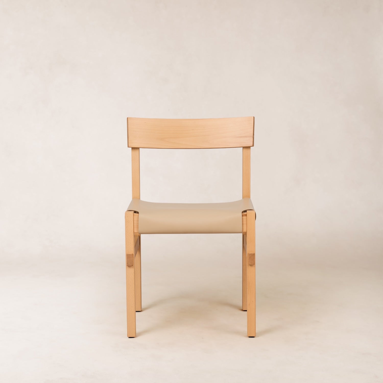 Chaise de salle à manger - Assise en cuir épais, cadre naturel fait main