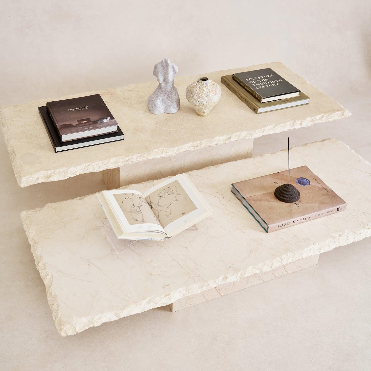 Table basse en marbre - Design bas, Pierre italienne et turque