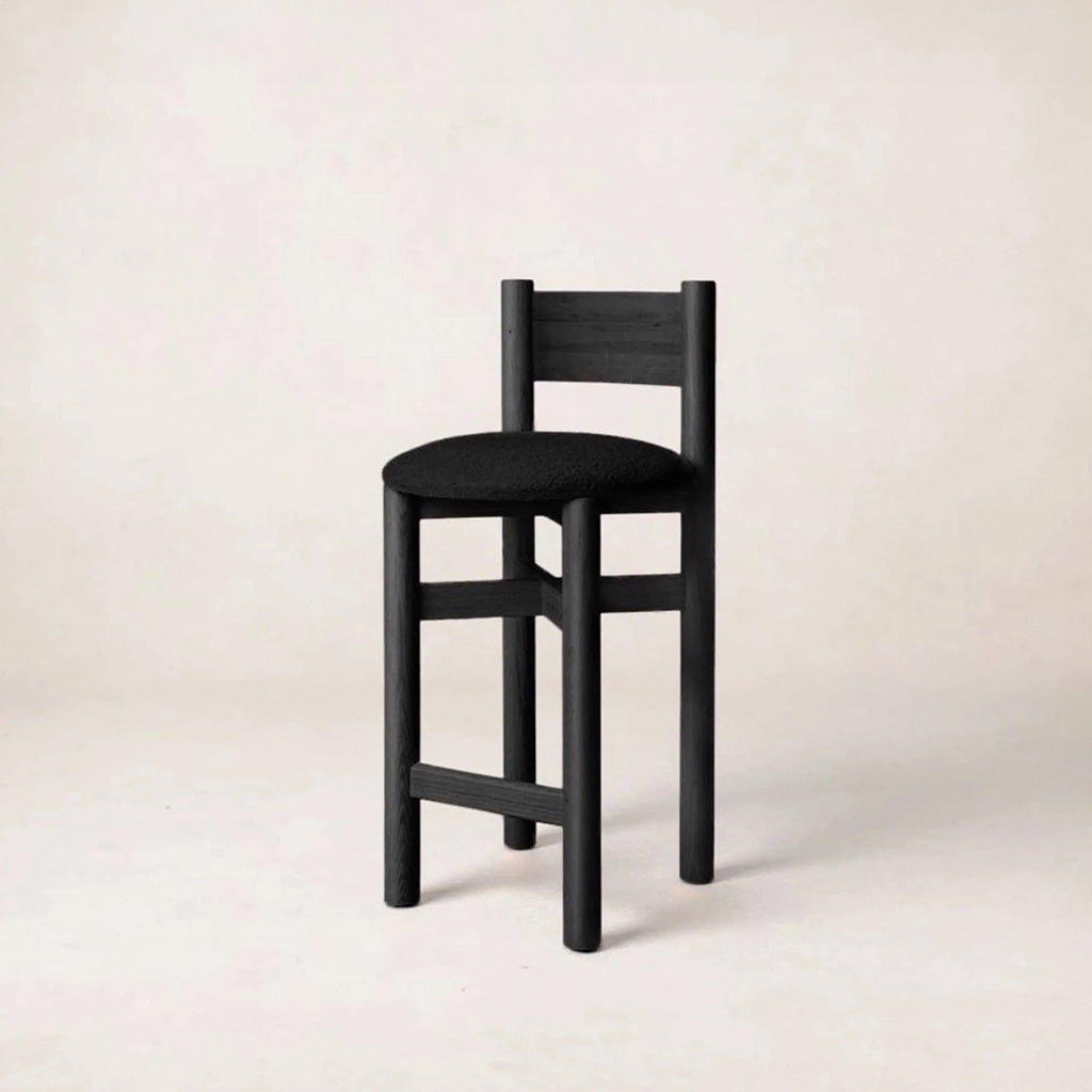 Tabouret de comptoir - Siège rembourré, structure en chêne noir