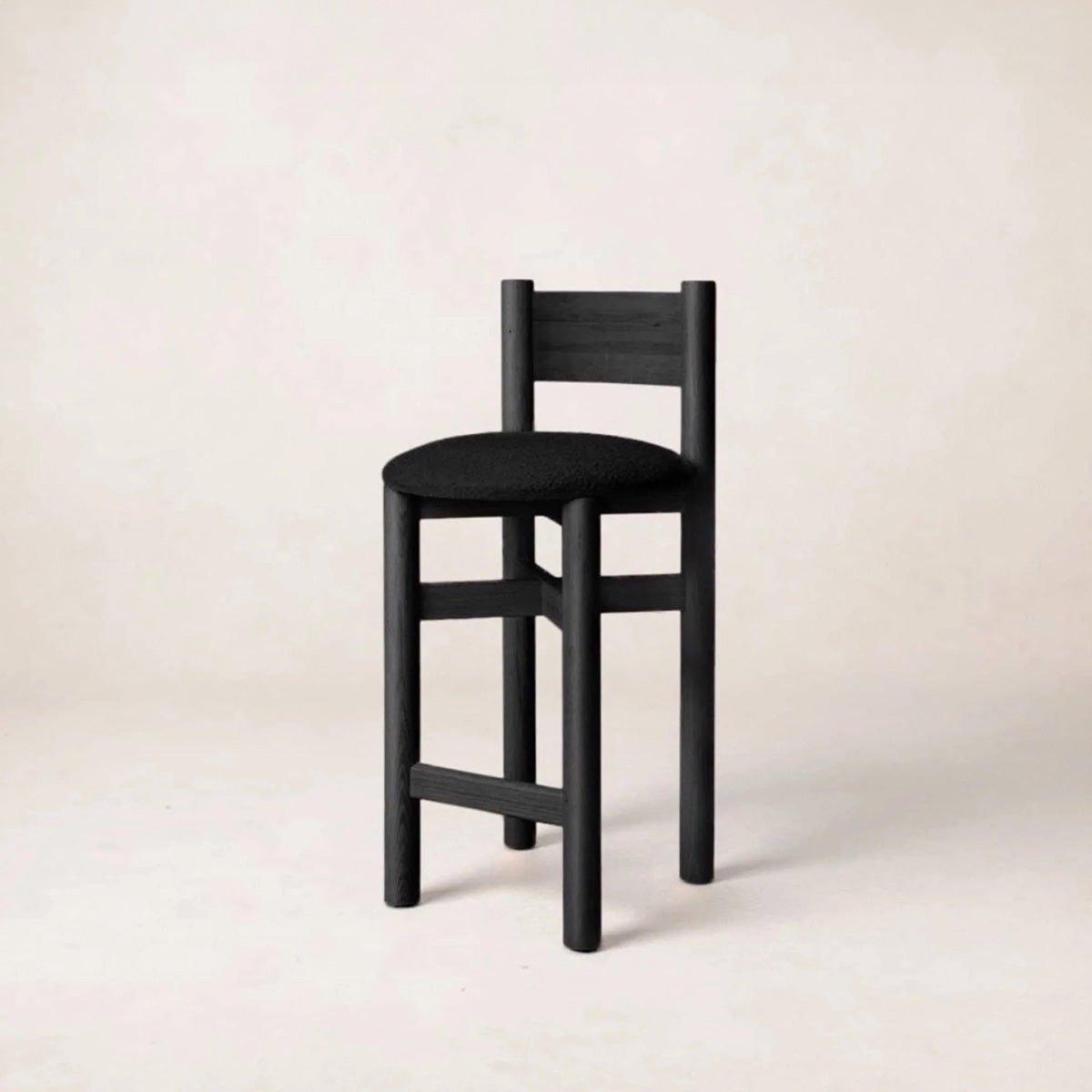 Tabouret de comptoir - Siège rembourré, structure en chêne noir