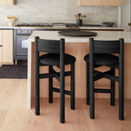 Tabouret de comptoir - Siège rembourré, structure en chêne noir
