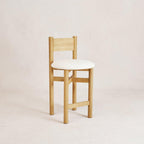 Tabouret de comptoir - Bouclé blanc et chêne blanc chaud