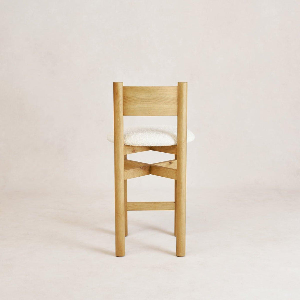 Tabouret de comptoir - Bouclé blanc et chêne blanc chaud