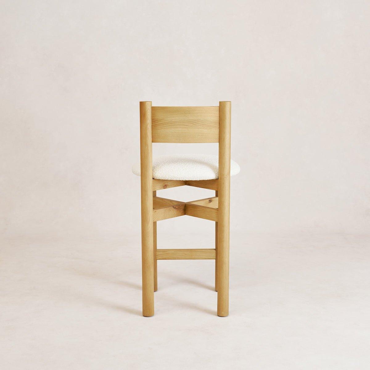 Tabouret de comptoir - Bouclé blanc et chêne blanc chaud