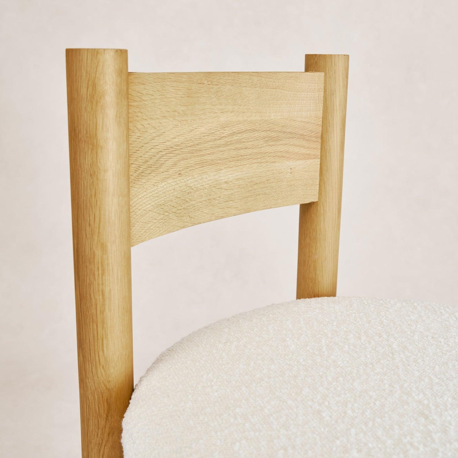 Tabouret de comptoir - Bouclé blanc et chêne blanc chaud
