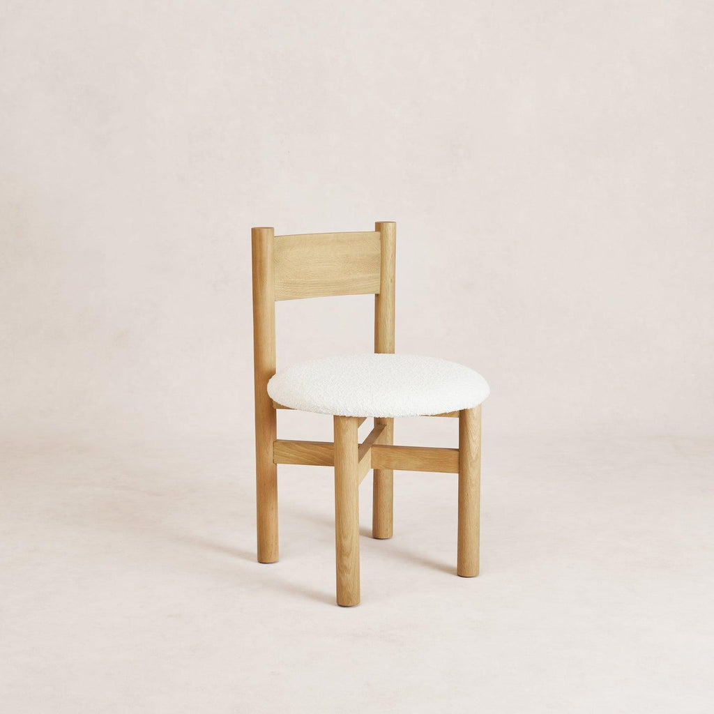 Chaise de salle à manger - Chêne clair Bouclé et Structure en chêne blanc