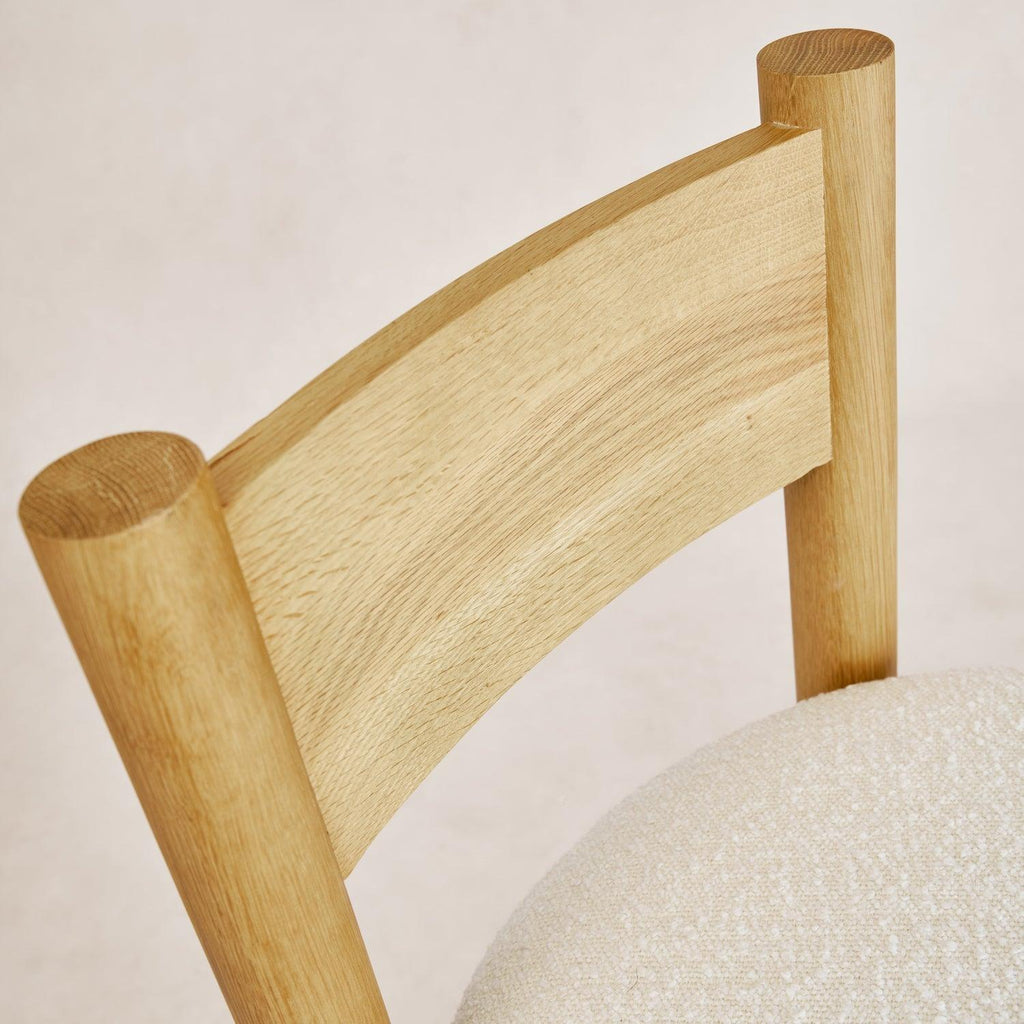 Chaise de salle à manger - Chêne clair Bouclé et Structure en chêne blanc